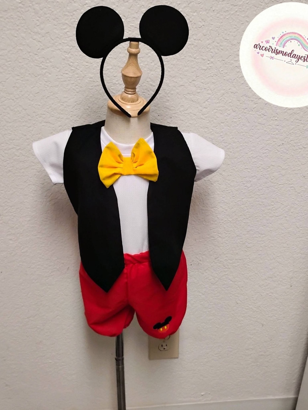 Kids Black & Red Mouse Costume with Yellow Bow
